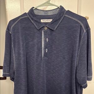 Tommy Bahama Blue Polo Shirt Textured Knit Casual